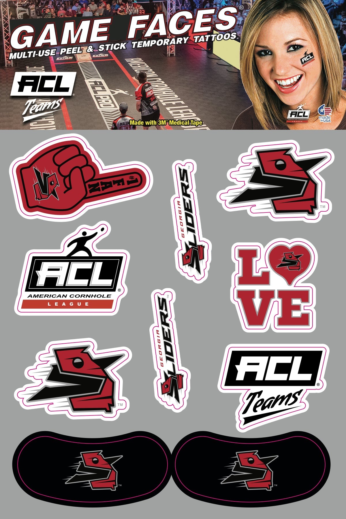 Georgia Sliders - Waterless Peel & Stick Temporary Tattoos  - 10 Pack